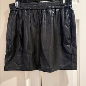Babaton Black Quilted Leather Skirt